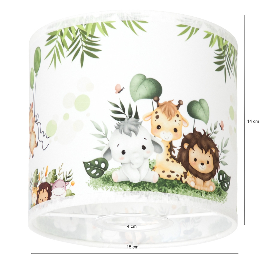 BRILAGI - Universalus abažūras BOBO E27 Ø 15 cm balta/žalia/džiunglės