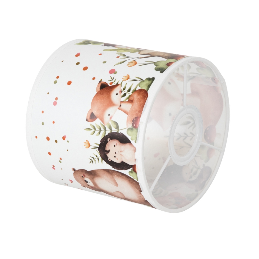 BRILAGI - Universalus BOBO E27 gaubtas Ø 15 cm, baltas / su gyvūnėlių motyvais