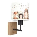 BRILAGI - Vaikiška sieninė lempa BOBO WOOD 1xE27/25W/230V ąžuolas/juoda/balta/gyvūnėliai