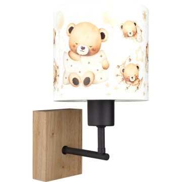BRILAGI - Vaikiška sieninė lempa BOBO WOOD 1xE27/25W/230V ąžuolas/juoda/balta/meškiukai