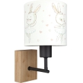 BRILAGI - Vaikiška sieninė lempa BOBO WOOD 1xE27/25W/230V ąžuolas/juoda/balta/triušiukai