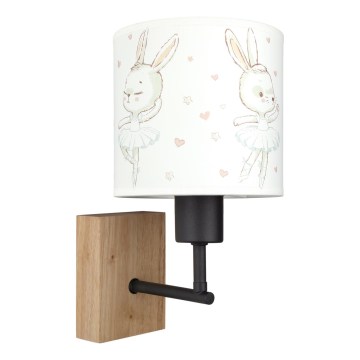 BRILAGI - Vaikiška sieninė lempa BOBO WOOD 1xE27/25W/230V ąžuolas/juoda/balta/triušiukai