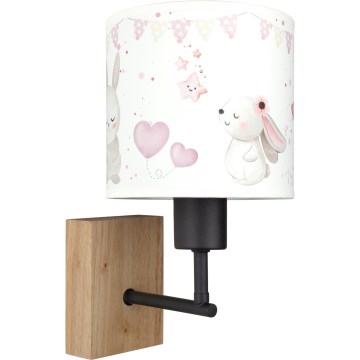 BRILAGI - Vaikiška sieninė lempa BOBO WOOD 1xE27/25W/230V ąžuolas/juoda/kreminė/zuikučiai