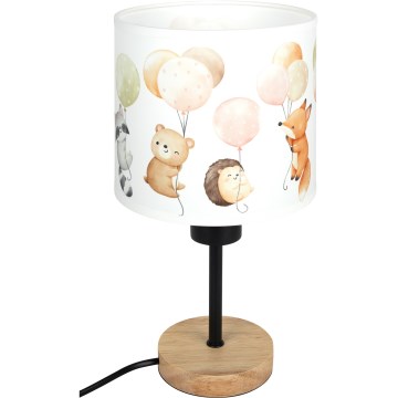 Brilagi - Vaikiška stalinė lempa BOBO WOOD 1xE27/25W/230V ąžuolas/juoda/balta/gyvūnėliai