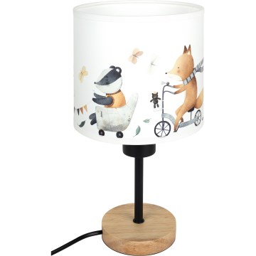 Brilagi - Vaikiška stalinė lempa BOBO WOOD 1xE27/25W/230V ąžuolas/juoda/balta/gyvūnėliai