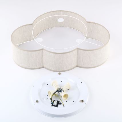 Brilagi - Vaikiškas lubinis šviestuvas NIMBUS LINEN 4xE27/15W/230V 46x63 cm smėlio spalvos