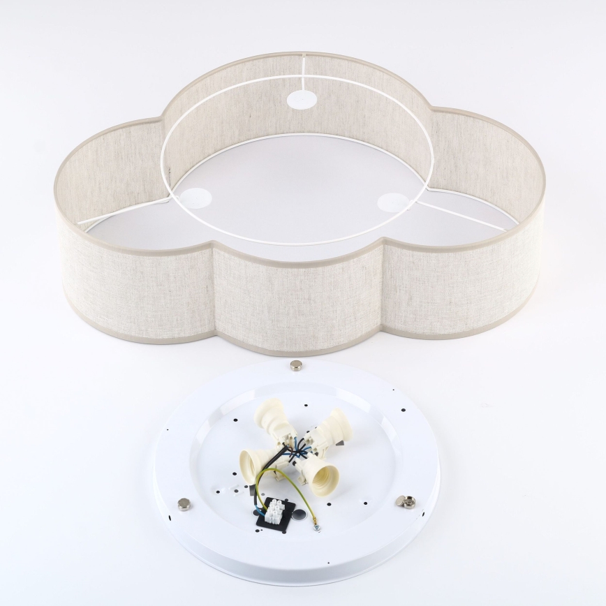 Brilagi - Vaikiškas lubinis šviestuvas NIMBUS LINEN 4xE27/15W/230V 46x63 cm smėlio spalvos