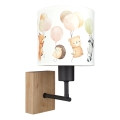 BRILAGI - Vaikiškas sieninis šviestuvas BOBO WOOD 1xE27/25W/230V ąžuolas/juoda/balta/gyvūnėliai