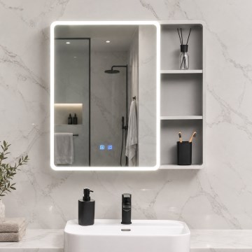 BRILAGI - Veidrodinė vonios spintelė su LED apšvietimu AVOLA SINGLE 75x70 cm