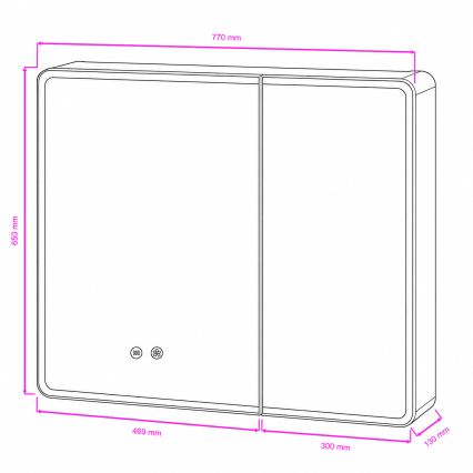 BRILAGI - Veidrodinė vonios spintelė su LED apšvietimu NOTO DOUBLE 78x65 cm