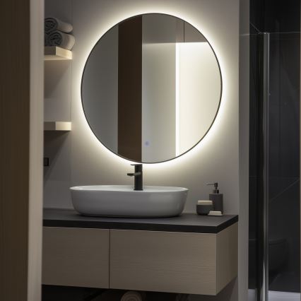 Brilagi - LED vonios veidrodis VENA BLACK LED/26W/230V, skersmuo 80 cm, IP44, CRI 90, reguliuojamas + CCT