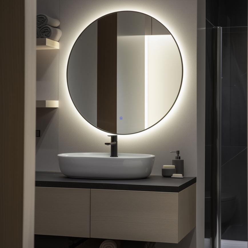Brilagi - LED vonios veidrodis VENA BLACK LED/26W/230V, skersmuo 80 cm, IP44, CRI 90, reguliuojamas + CCT