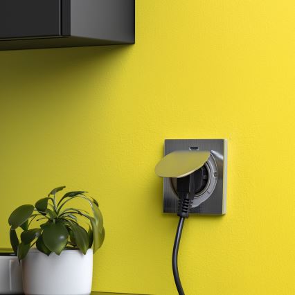 BRILAGI - Virtuvinė įmontuojama kištukinė rozetė INBOX IP55 matinio chromo kvadratinė