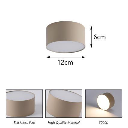 Brilagi - LED vonios lubinis šviestuvas FORIS LED/14W/230V skersmuo 12 cm smėlio spalvos IP44