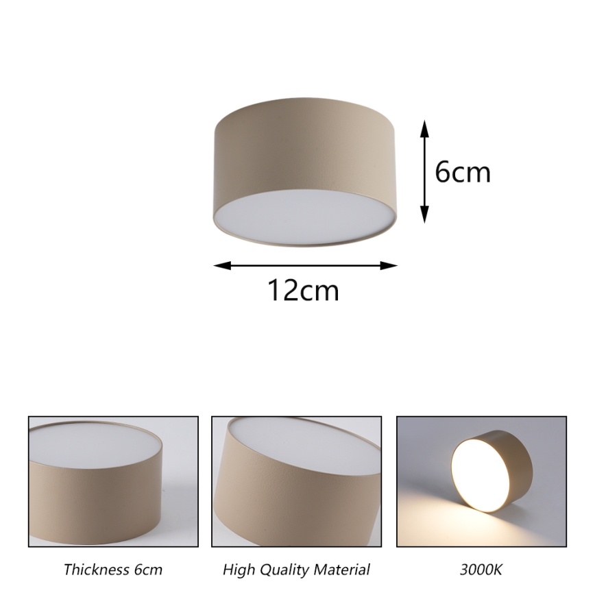 Brilagi - LED vonios lubinis šviestuvas FORIS LED/14W/230V skersmuo 12 cm smėlio spalvos IP44