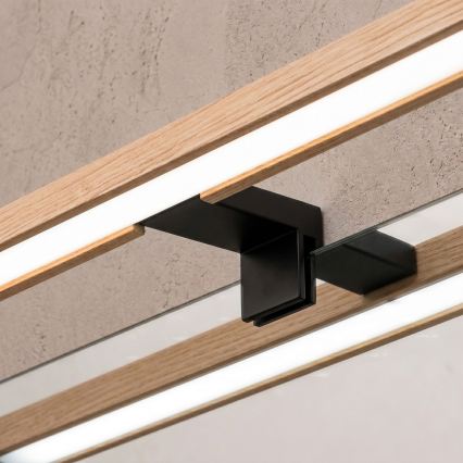 Brilagi - LED vonios veidrodžio apšvietimas 3 viename WOODY MIRROR LED/15W/230V 80 cm IP44 juoda/ąžuolas