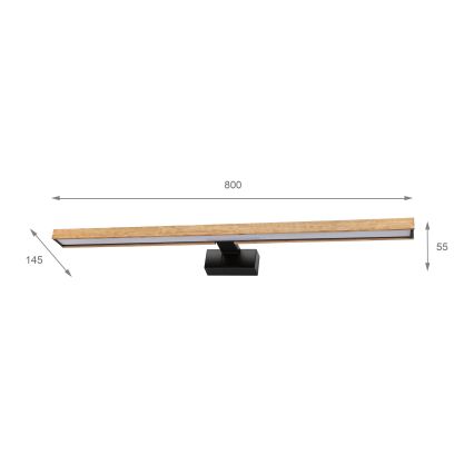 Brilagi - LED vonios veidrodžio apšvietimas 3 viename WOODY MIRROR LED/15W/230V 80 cm IP44 juoda/ąžuolas