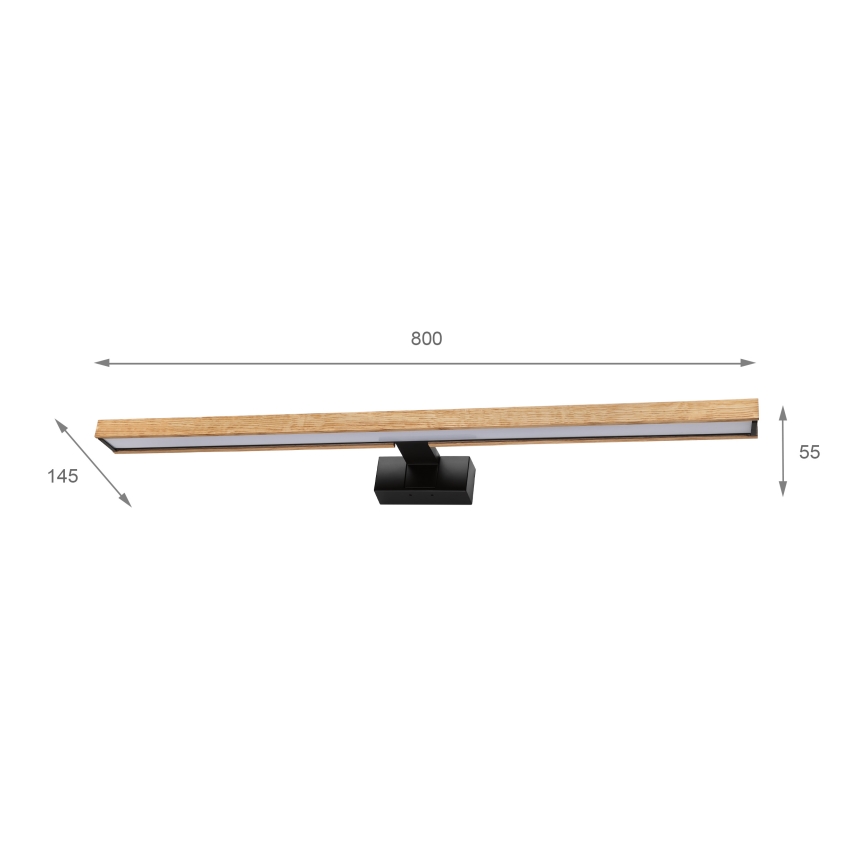 Brilagi - LED vonios veidrodžio apšvietimas 3 viename WOODY MIRROR LED/15W/230V 80 cm IP44 juoda/ąžuolas