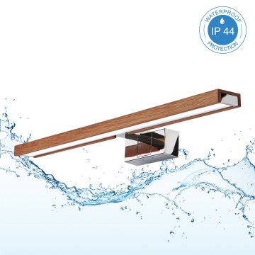 Brilagi - WOODY MIRROR 3in1 LED vonios veidrodžio apšvietimas LED/12W/230V 60 cm IP44 blizgus chromas/vyšnių ąžuolas