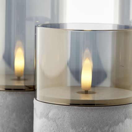 Brilliant - 3x LED žvakių rinkinys BOUGIE LED/2xAA IP44 pilka/dūminė