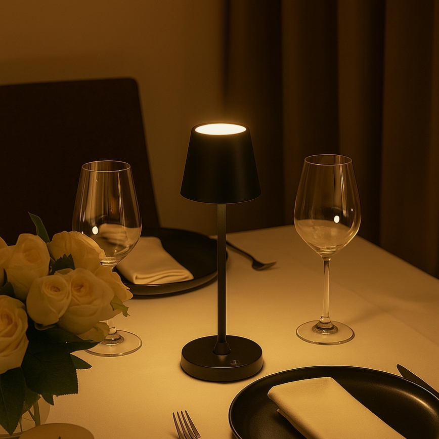 Brilliant - įkraunama, lietimui jautri lauko stalinė lempa ELORA su reguliuojamu ryškumu LED/2,5W/5V 2700K 2600 mAh IP44 juoda