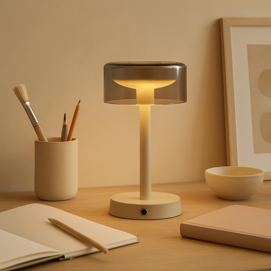 Brilliant - LED Reguliuojamo ryškumo įkraunama jutiklinė lauko stalinė lempa RAZOR LED/2,5W/5V 2700K 2600 mAh IP44 pilka