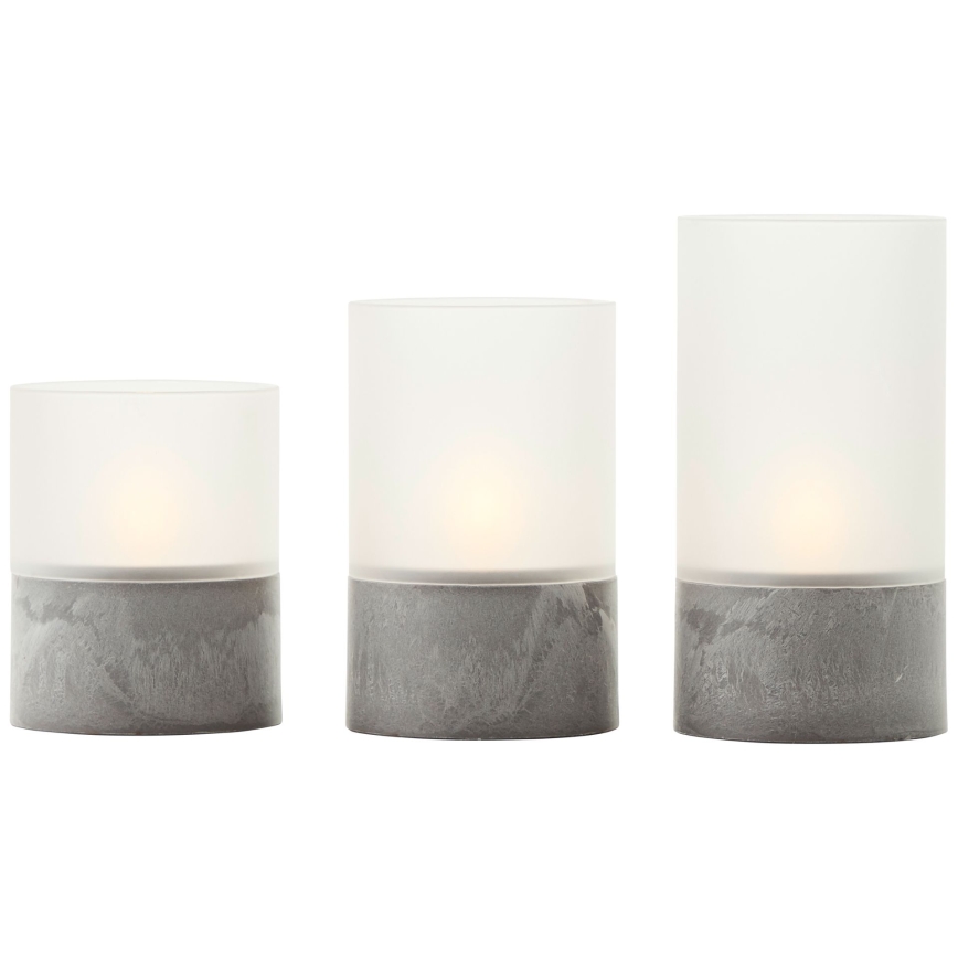 Brilliant - Komplektas 3x LED žvakės BOUGIE LED/2xAA IP44 pilka/balta