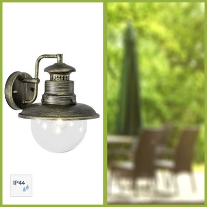 Brilliant - Lauko sieninis šviestuvas ARTU 1xE27/60W/230V IP44 patina/auksas