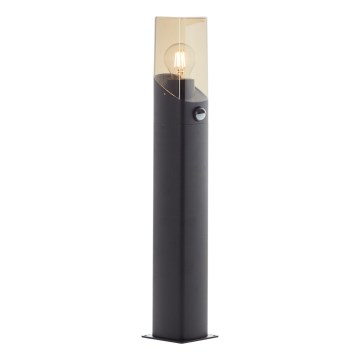 Brilliant - Lauko šviestuvas su jutikliu MINOU 1xE27/10W/230V IP44 juoda/dūminis