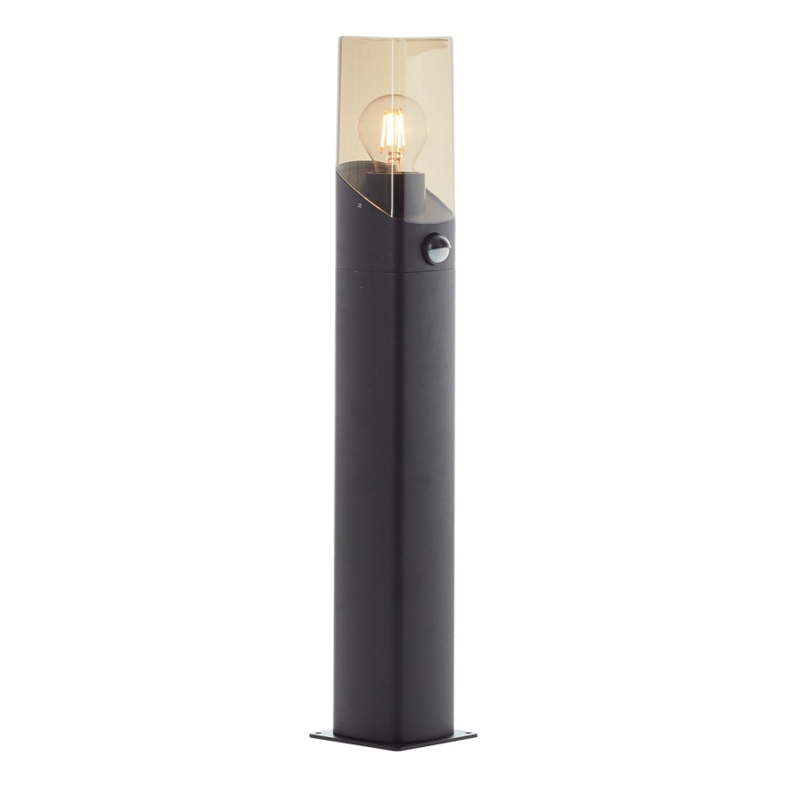 Brilliant - Lauko šviestuvas su jutikliu MINOU 1xE27/10W/230V IP44 juoda/dūminis