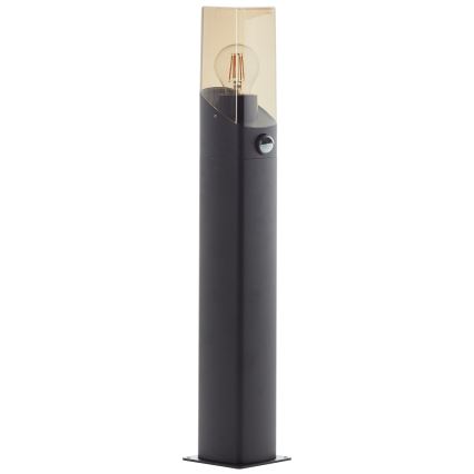 Brilliant - Lauko šviestuvas su jutikliu MINOU 1xE27/10W/230V IP44 juoda/dūminis