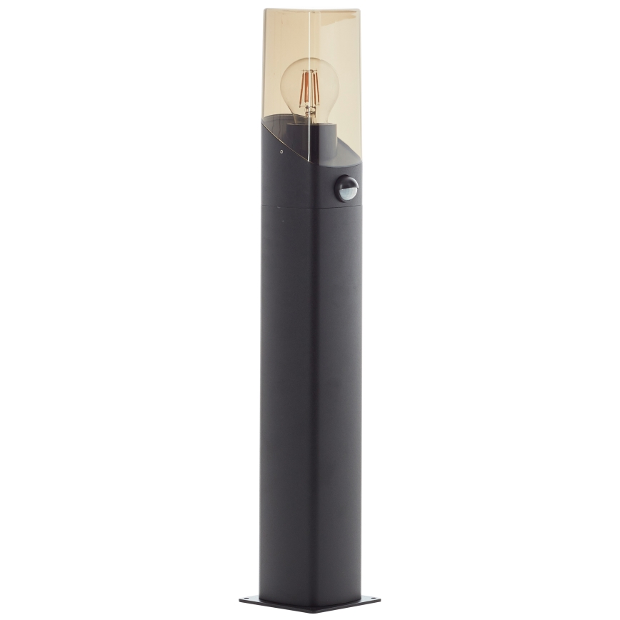 Brilliant - Lauko šviestuvas su jutikliu MINOU 1xE27/10W/230V IP44 juoda/dūminis
