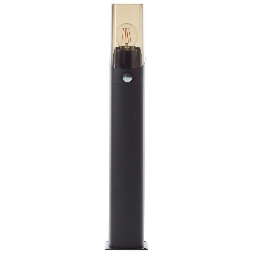 Brilliant - Lauko šviestuvas su jutikliu MINOU 1xE27/10W/230V IP44 juoda/dūminis