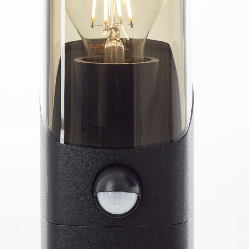 Brilliant - Lauko šviestuvas su jutikliu MINOU 1xE27/10W/230V IP44 juoda/dūminis