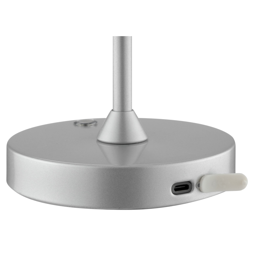 Brilliant - LED reguliuojama įkraunama jutiklinė lauko stalinė lempa ELORA LED/2,5W/5V 2700K 2600 mAh IP44 sidabrinė