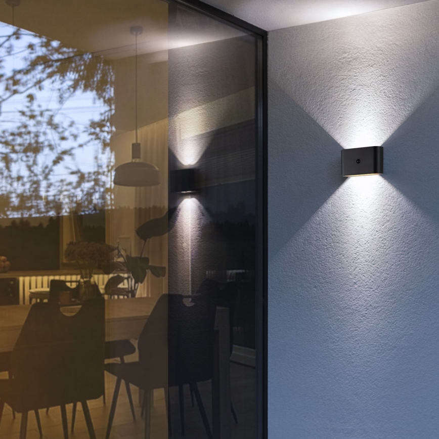 Brilliant - LED Lauko įkraunamas Sieninis šviestuvas su jutikliu XINO LED/3W/5V IP44 juoda