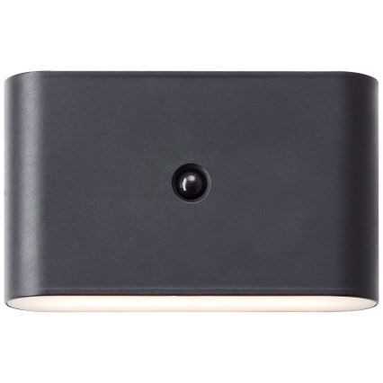 Brilliant - LED Lauko įkraunamas Sieninis šviestuvas su jutikliu XINO LED/3W/5V IP44 juoda