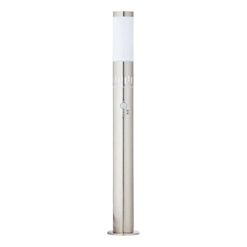 Brilliant - LED Lauko lempa su jutikliu LEIGH LED/0,9W/230V + 1xE27/11W 80 cm IP44 blizgus chromas