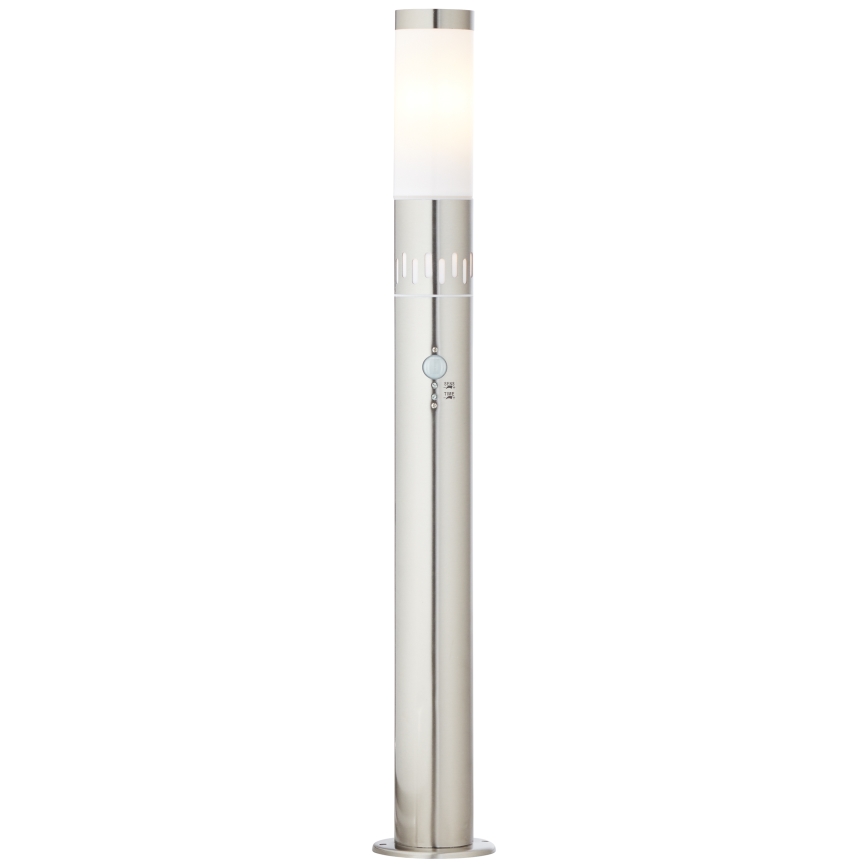 Brilliant - LED Lauko lempa su jutikliu LEIGH LED/0,9W/230V + 1xE27/11W 80 cm IP44 blizgus chromas