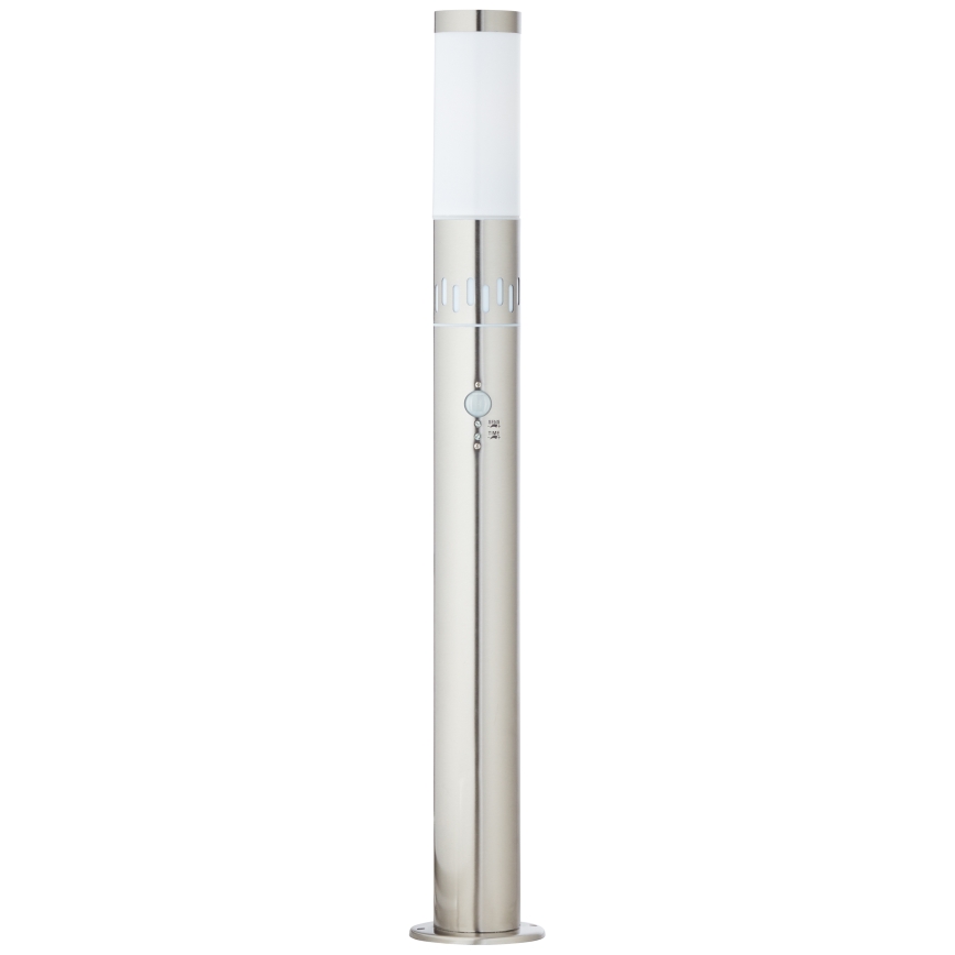 Brilliant - LED Lauko lempa su jutikliu LEIGH LED/0,9W/230V + 1xE27/11W 80 cm IP44 blizgus chromas