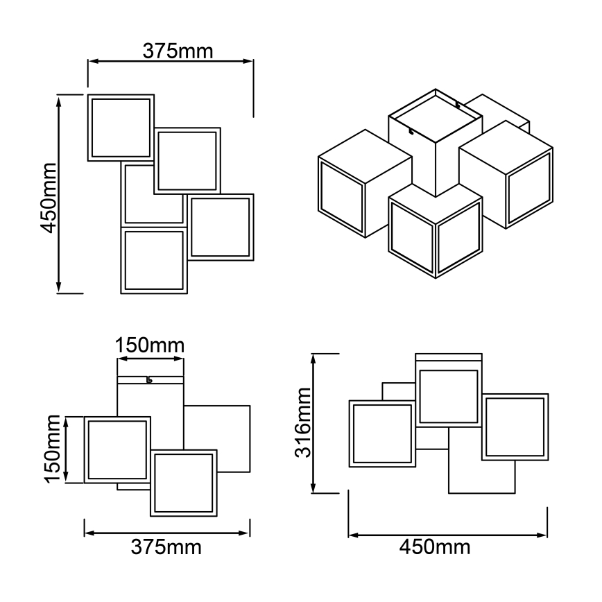 Brilliant - LED lubinis šviestuvas CUBIX 5xLED/7,6W/230V 3000K balta