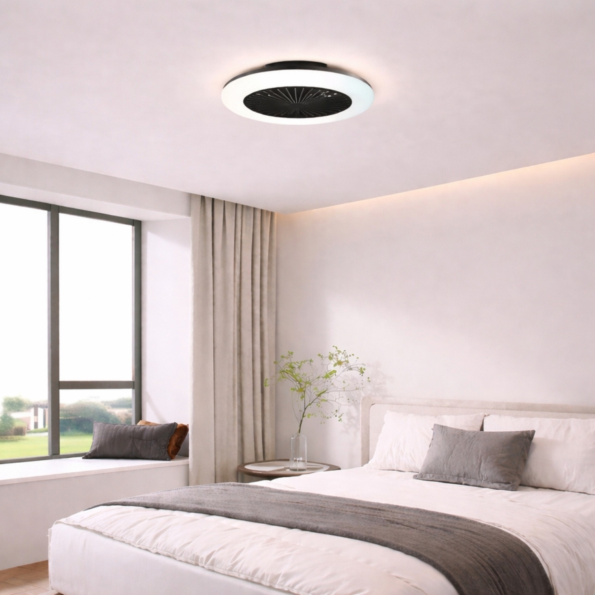 Brilliant - Reguliuojamas LED lubinis šviestuvas su ventiliatoriumi MONTERO LED/20W/230V 2700-6500K skersm. 42 cm juoda + nuotolinio valdymo pultas