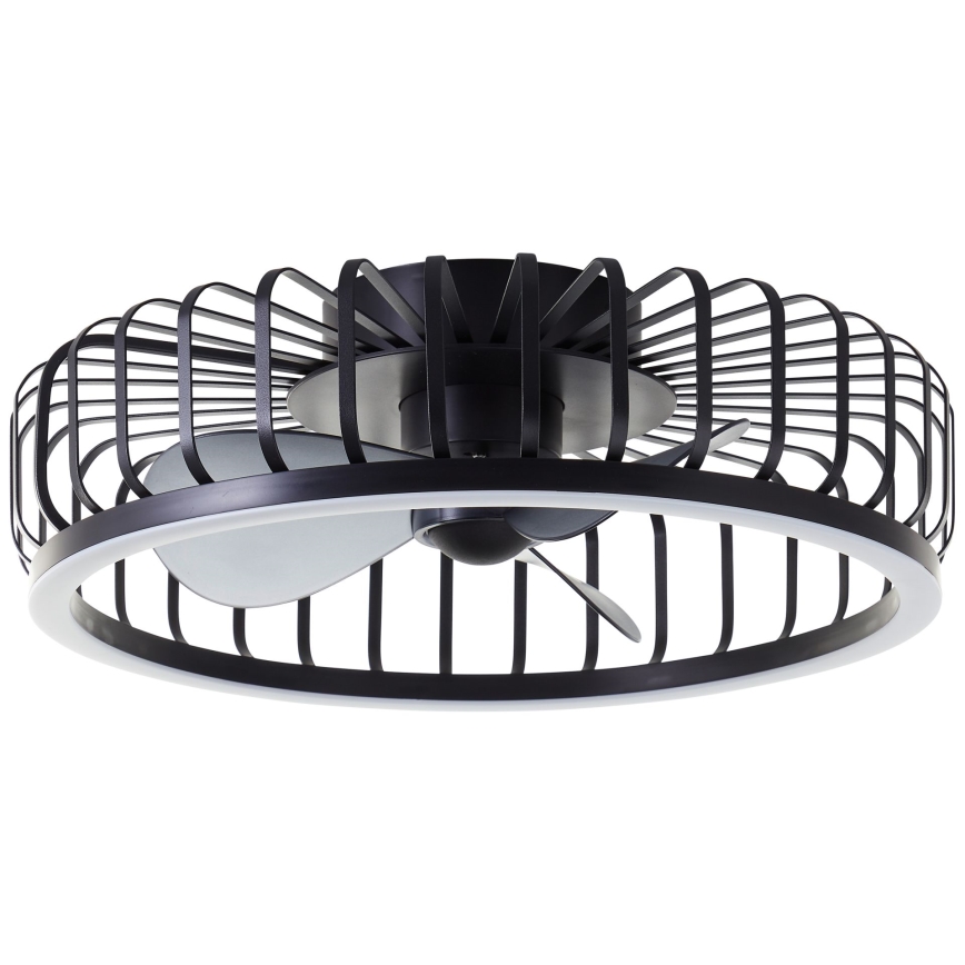 Brilliant – reguliuojamas LED lubinis šviestuvas su ventiliatoriumi CAPO LED/36W/230V 2700-6500K skersmuo 48 cm juodas + su nuotoliniu valdymu