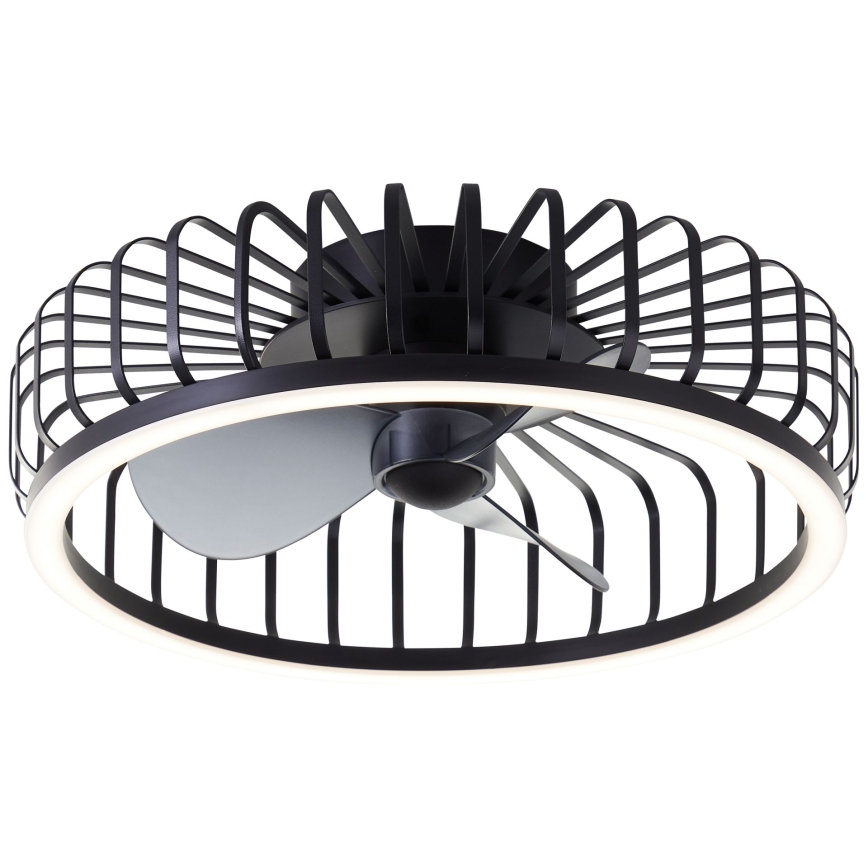 Brilliant – reguliuojamas LED lubinis šviestuvas su ventiliatoriumi CAPO LED/36W/230V 2700-6500K skersmuo 48 cm juodas + su nuotoliniu valdymu