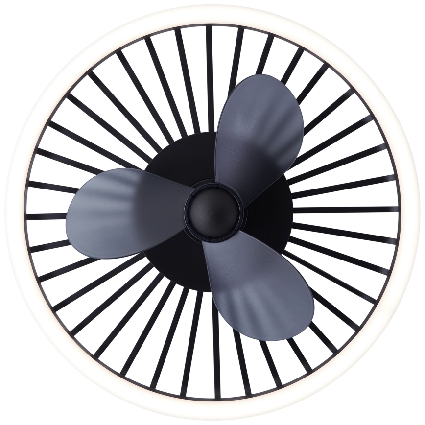 Brilliant – reguliuojamas LED lubinis šviestuvas su ventiliatoriumi CAPO LED/36W/230V 2700-6500K skersmuo 48 cm juodas + su nuotoliniu valdymu