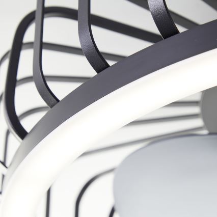 Brilliant – reguliuojamas LED lubinis šviestuvas su ventiliatoriumi CAPO LED/36W/230V 2700-6500K skersmuo 48 cm juodas + su nuotoliniu valdymu