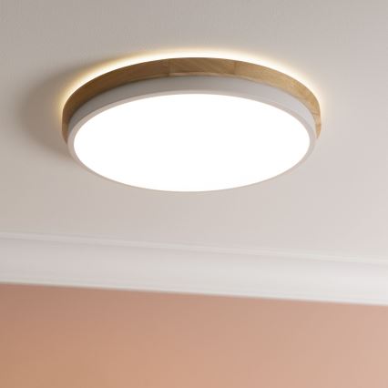 Brilliant - LED Pritemdomas lubinis šviestuvas BAARLO LED/24W/230V diametras 35 cm balta/Kietmedis - FSC sertifikuota