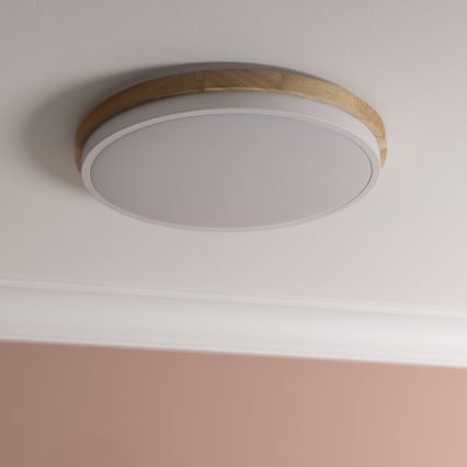 Brilliant - LED Pritemdomas lubinis šviestuvas BAARLO LED/24W/230V diametras 35 cm balta/Kietmedis - FSC sertifikuota