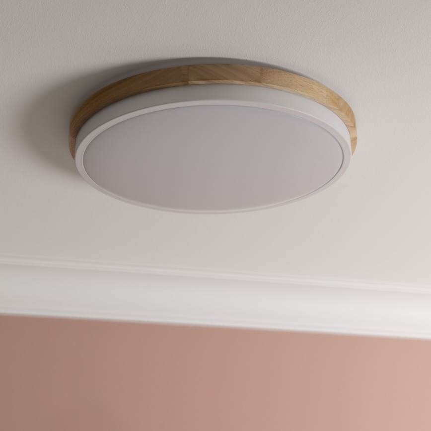 Brilliant - LED Pritemdomas lubinis šviestuvas BAARLO LED/24W/230V diametras 35 cm balta/Kietmedis - FSC sertifikuota