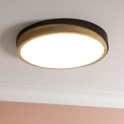 Brilliant - LED Pritemdomas lubinis šviestuvas BAARLO LED/24W/230V diametras 35 cm juoda/Kietmedis - FSC sertifikuota